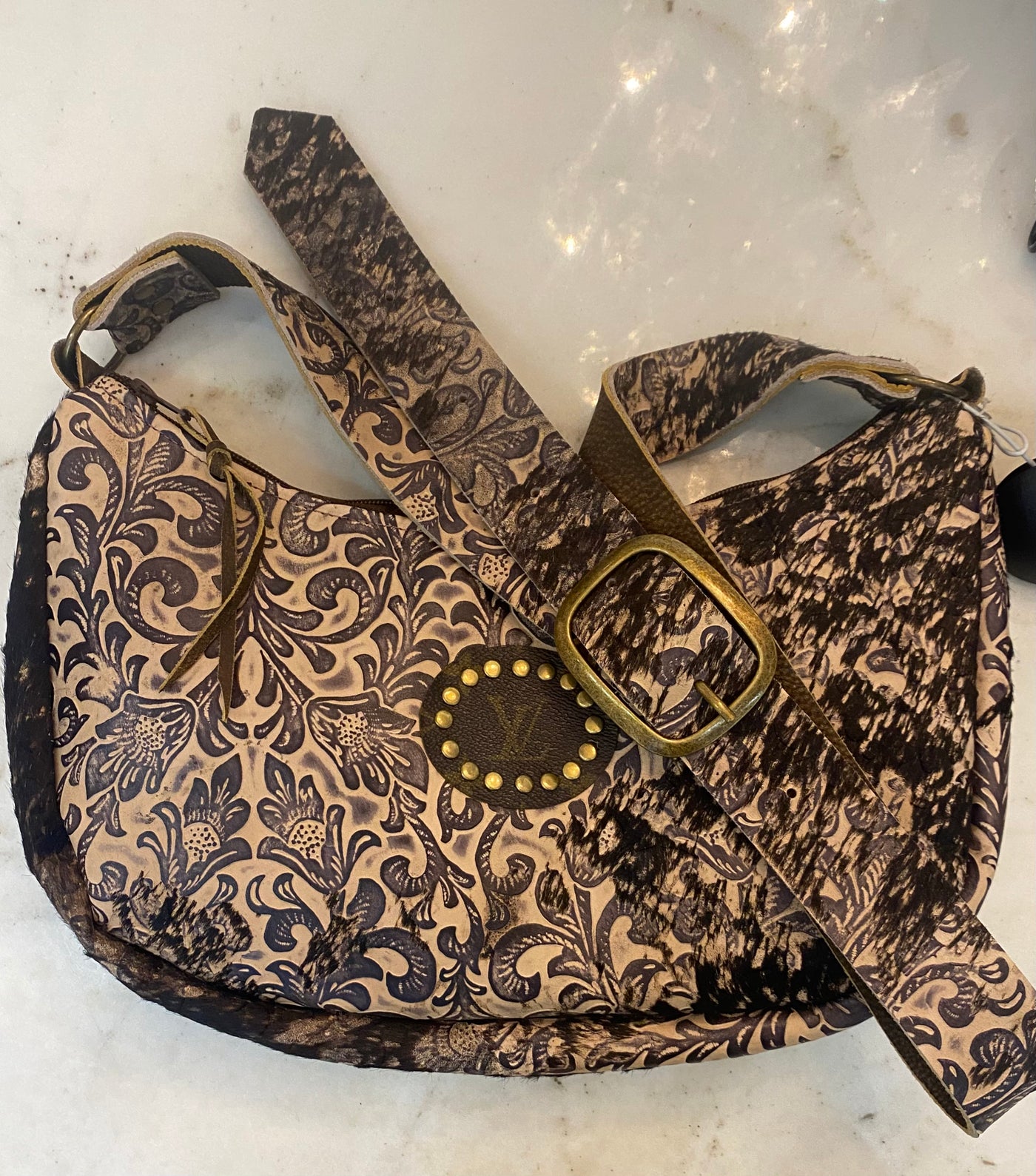 Bella Upcycled Patch Hobobag