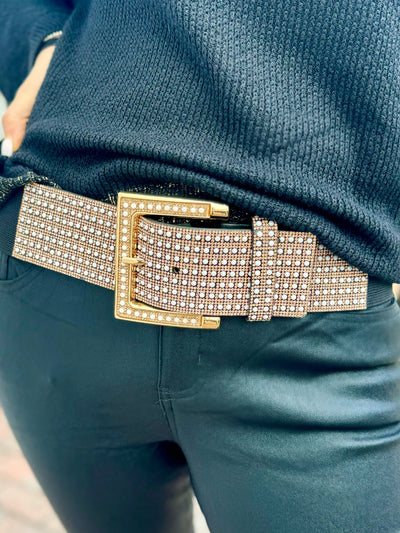 Pearl Crystal Large Buckle Belt