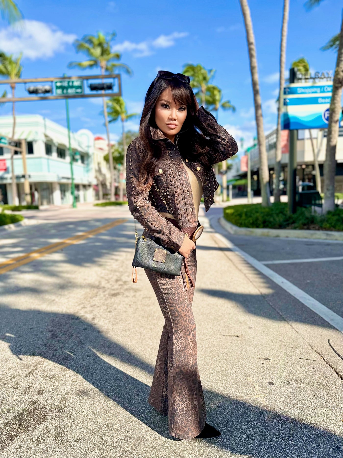 Cheetah Fade Flare Jeans