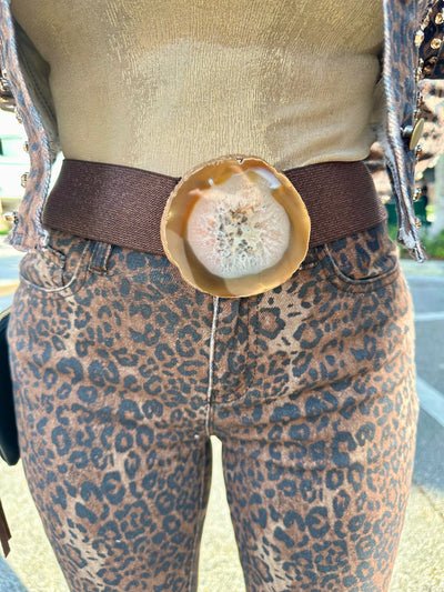 Carmelina caramel Agate Stone Stretch Belt
