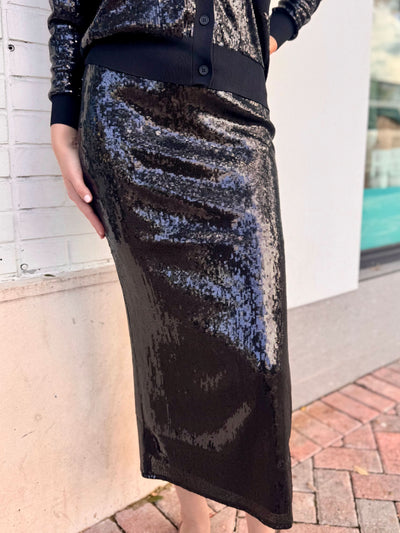 Midnight Glimmer Sequin Midi Skirt