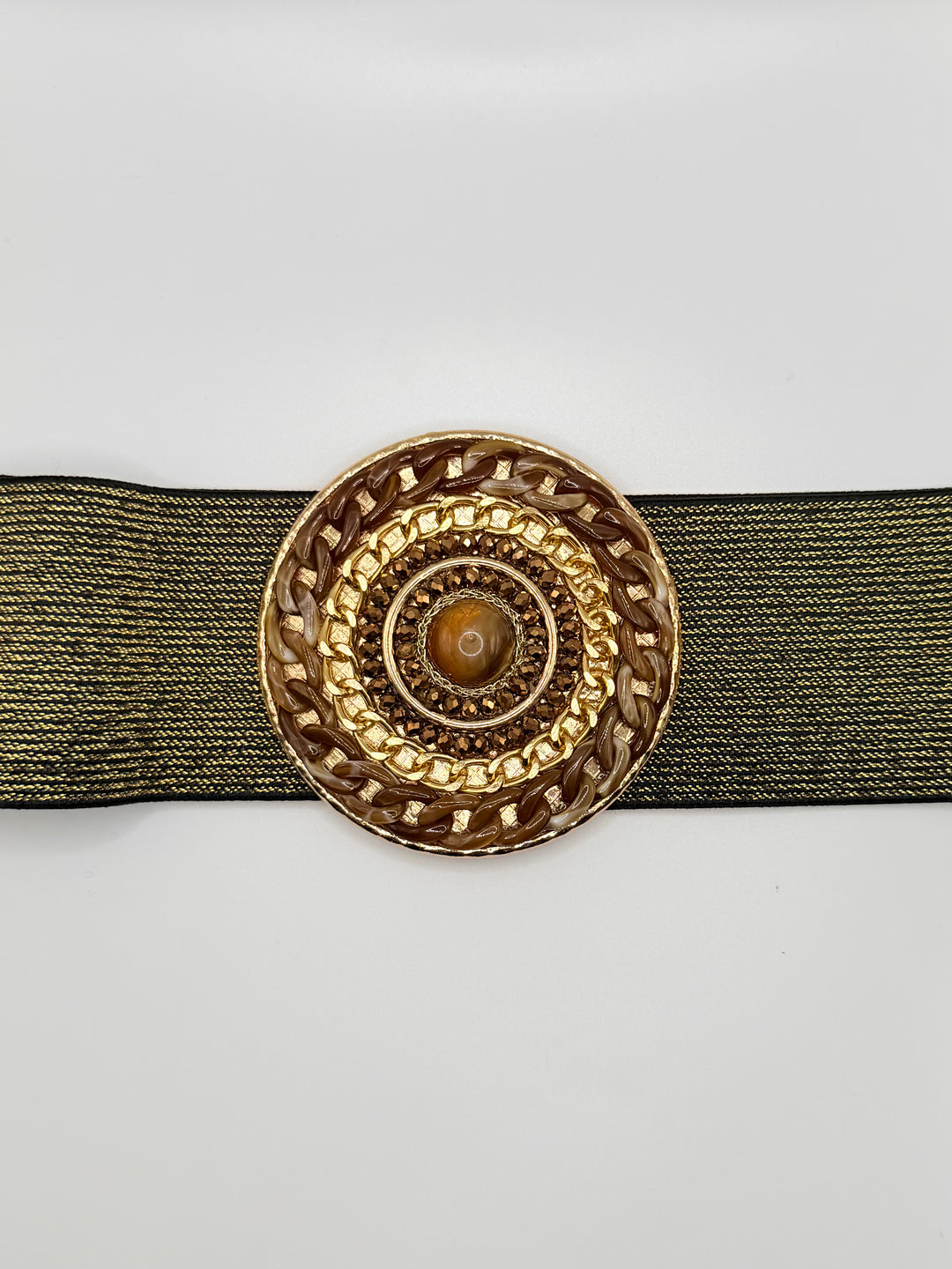 Mocha Luxe Medallion Stretch Belt – Bolufe Boutique display picture 2