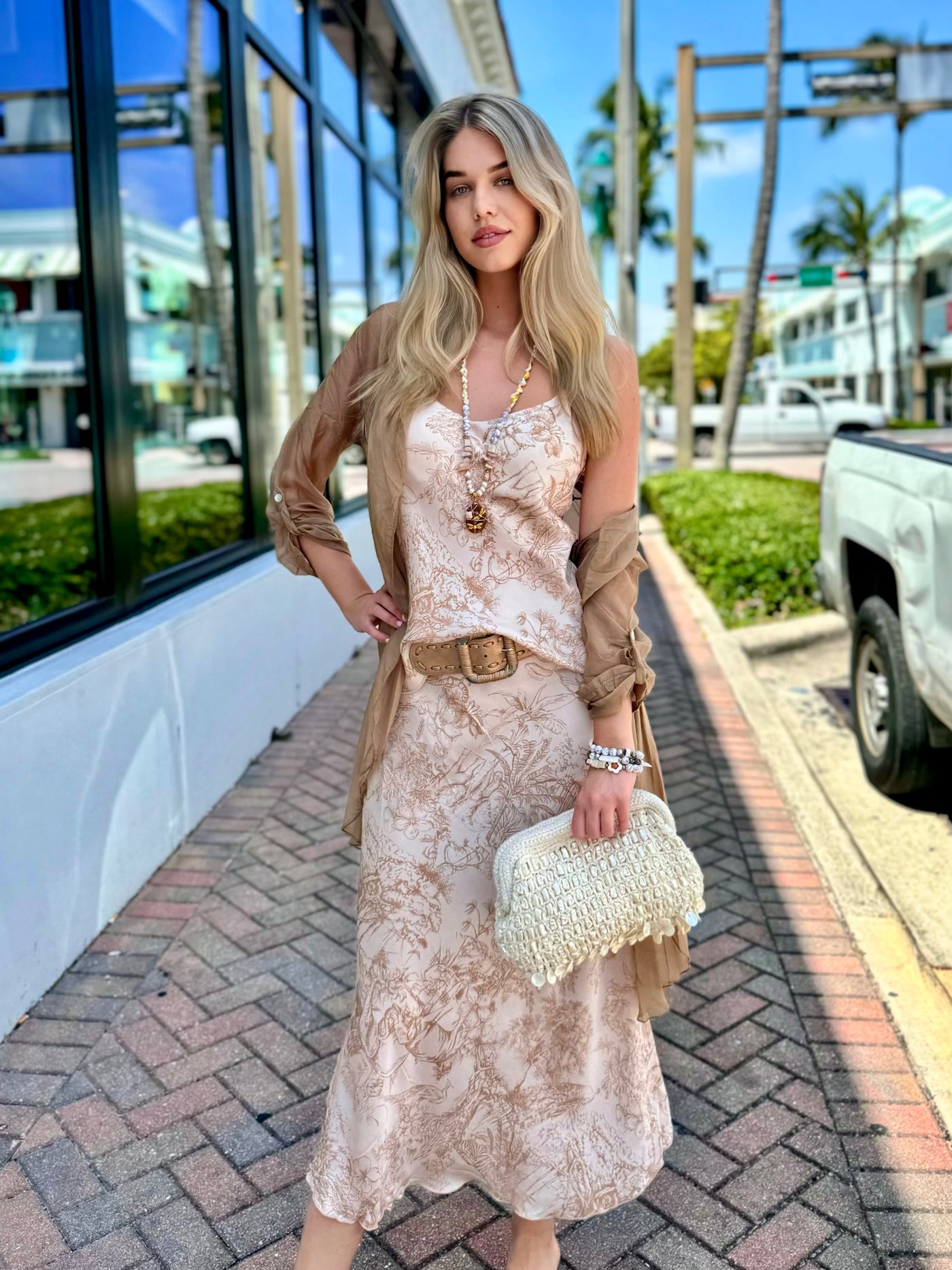 Palm Beach Toile Slip Cami and Skirt Set