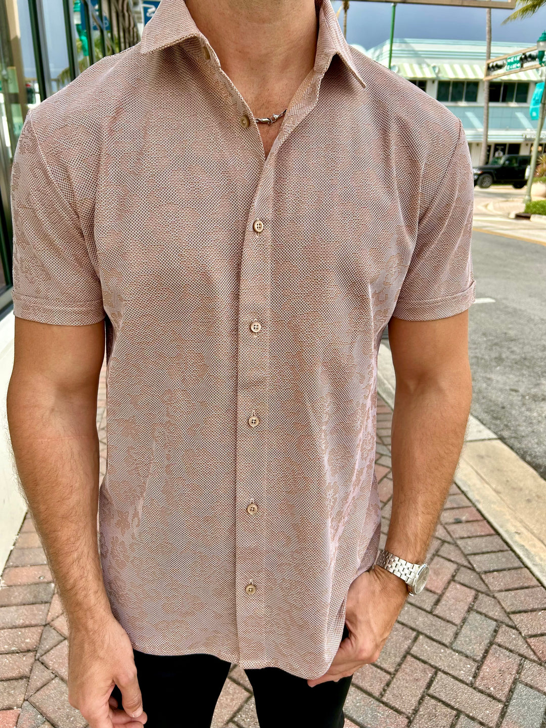 italian short sleeve dress shirts White and Red Mens Short Sleeve Button up Shirts