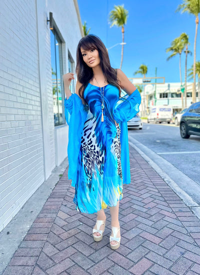 Vibrant Leopard Silk Dress