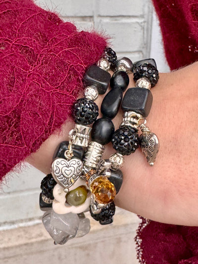 Bettina Black Obsidian Onyx Stretch Bracelet