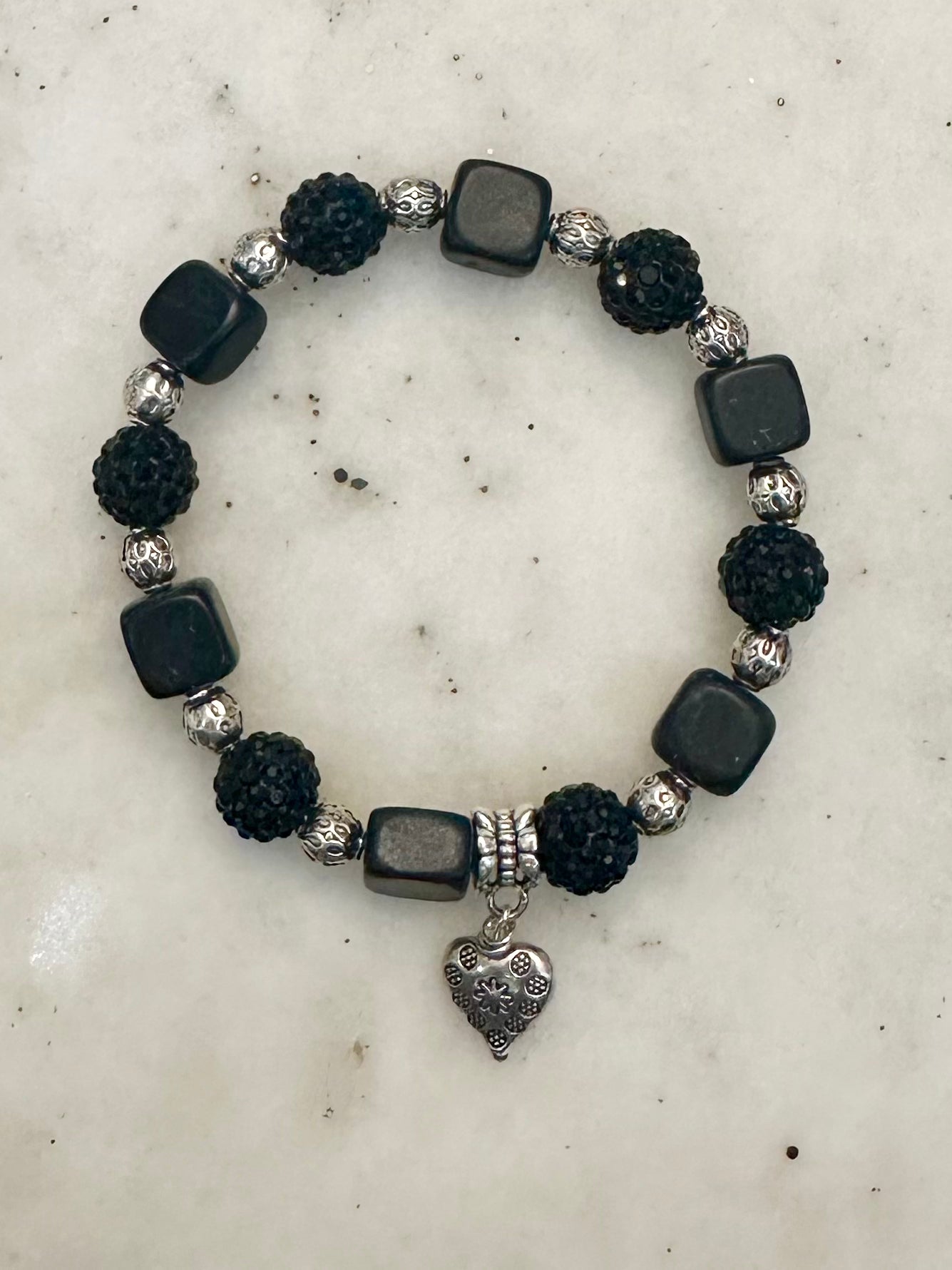 Bettina Black Obsidian Onyx Stretch Bracelet