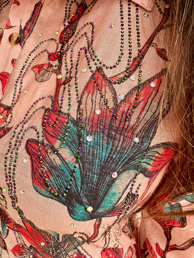 Blossom Reverie Embellished Button Down Top