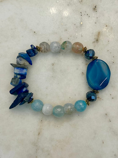 Blue Jean Baby Blue Agate Stretch Bracelet