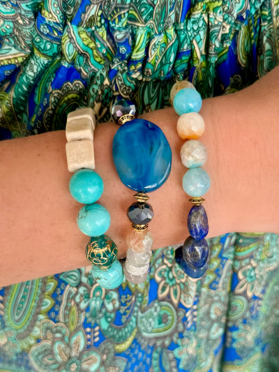Blue Jean Baby Blue Agate Stretch Bracelet