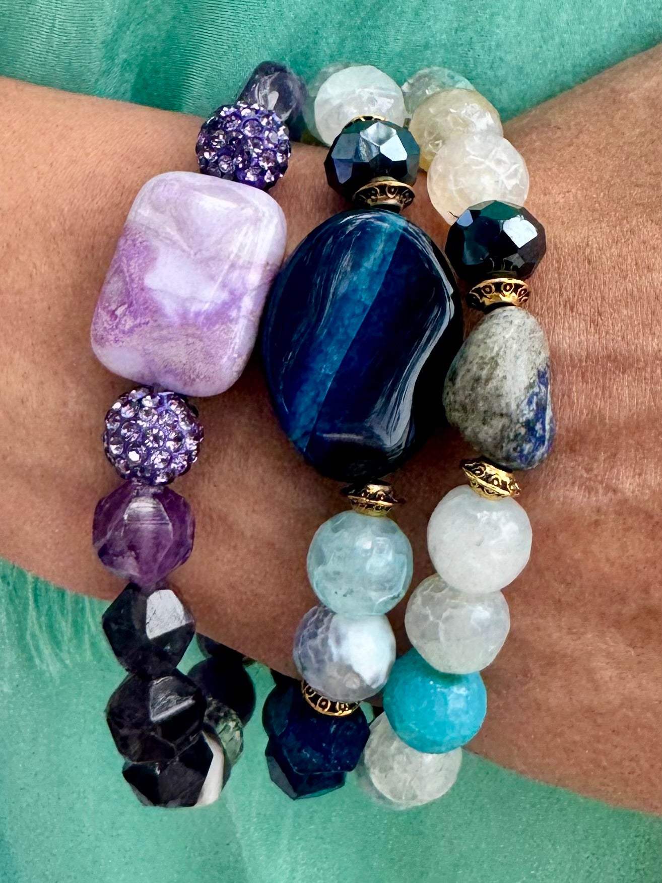 Blue Jean Baby Blue Agate Stretch Bracelet