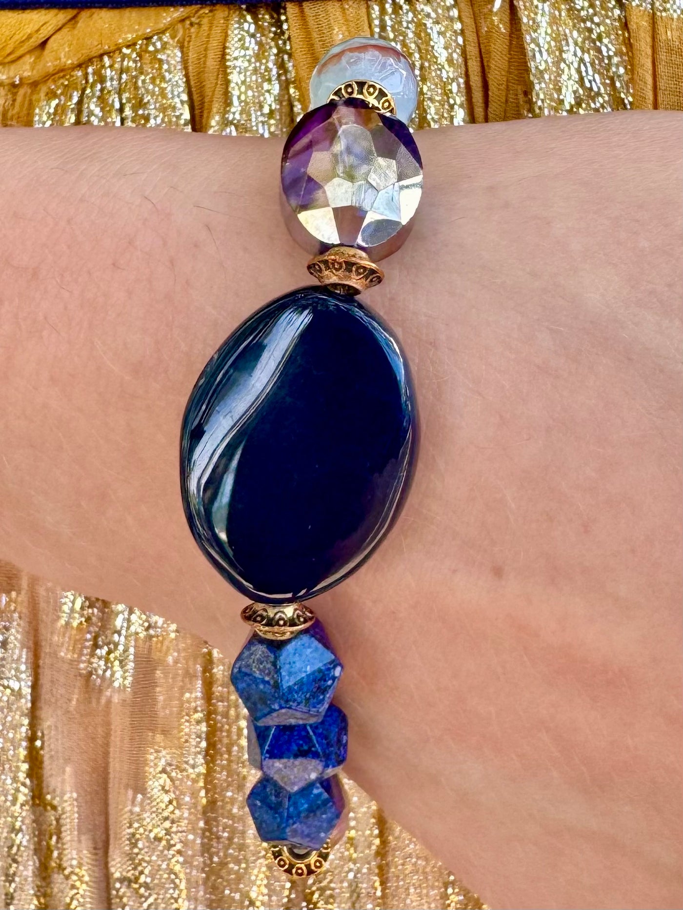 Blue Jean Baby Blue Agate Stretch Bracelet