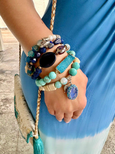 Blue Jean Baby Blue Agate Stretch Bracelet