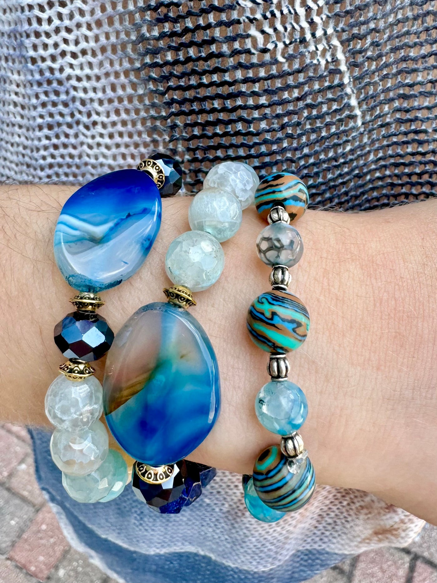 Blue Jean Baby Blue Agate Stretch Bracelet