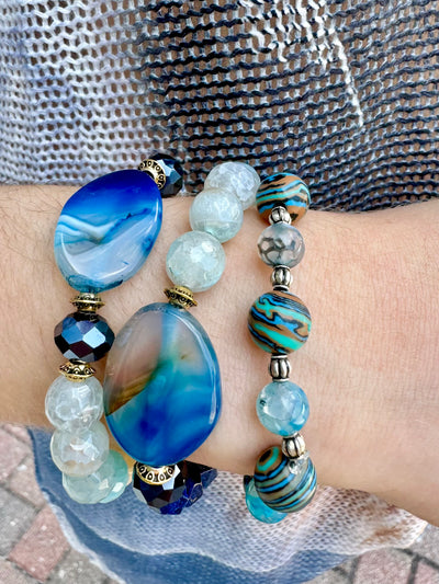 Blue Jean Baby Blue Agate Stretch Bracelet