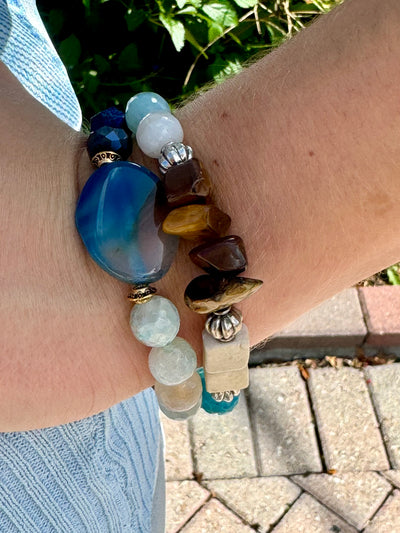 Blue Jean Baby Blue Agate Stretch Bracelet