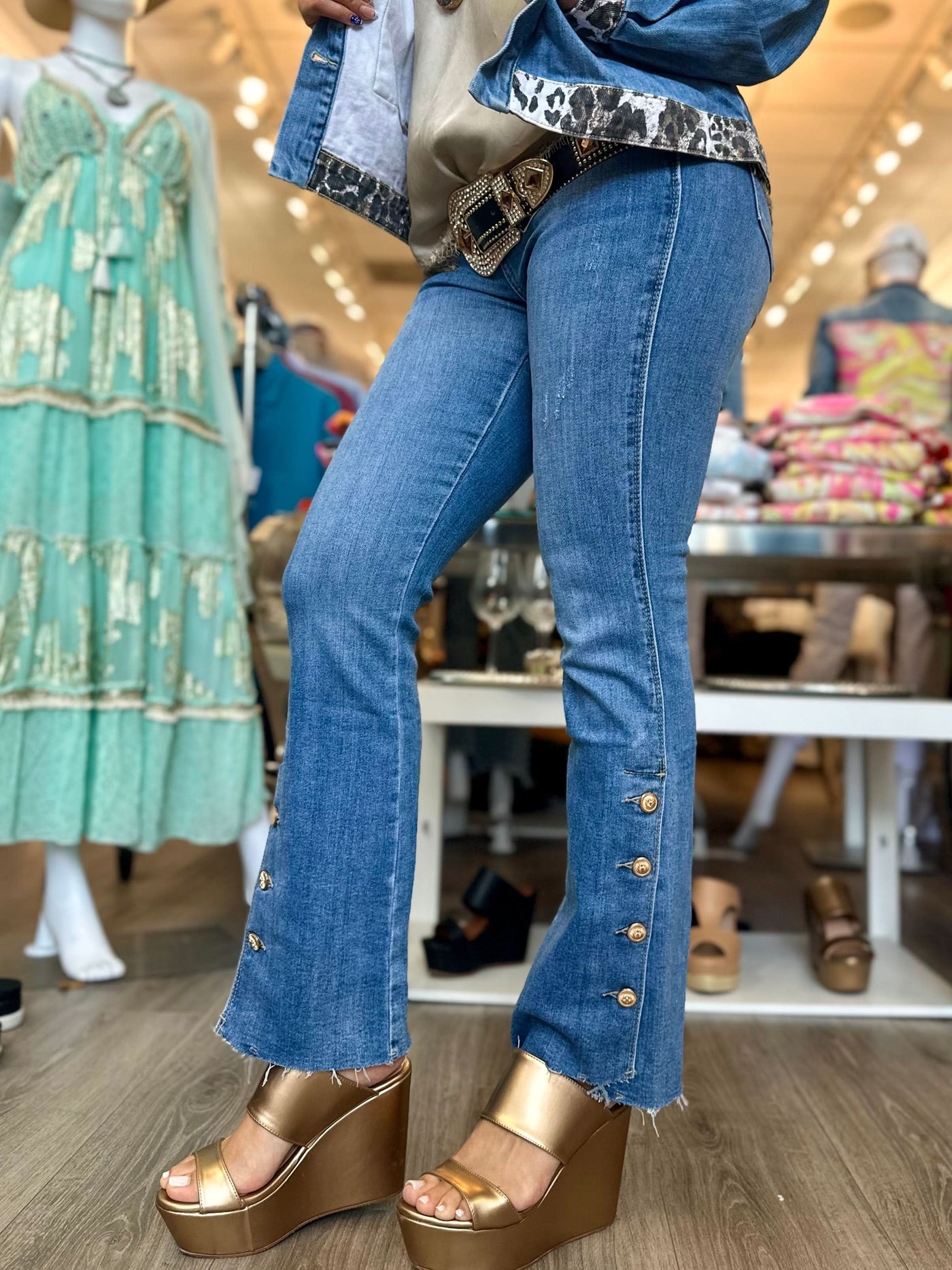 Brooklyn Button Flare Jean