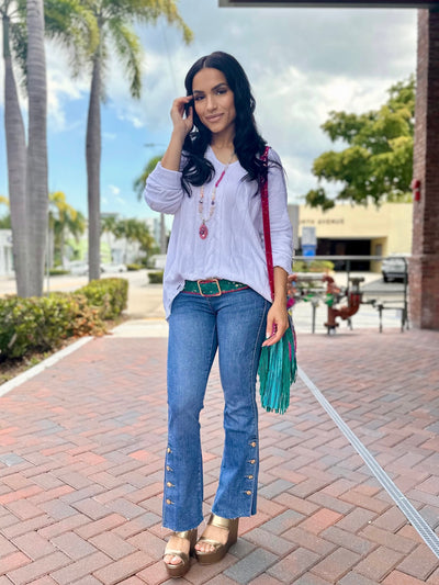 Brooklyn Button Flare Jean