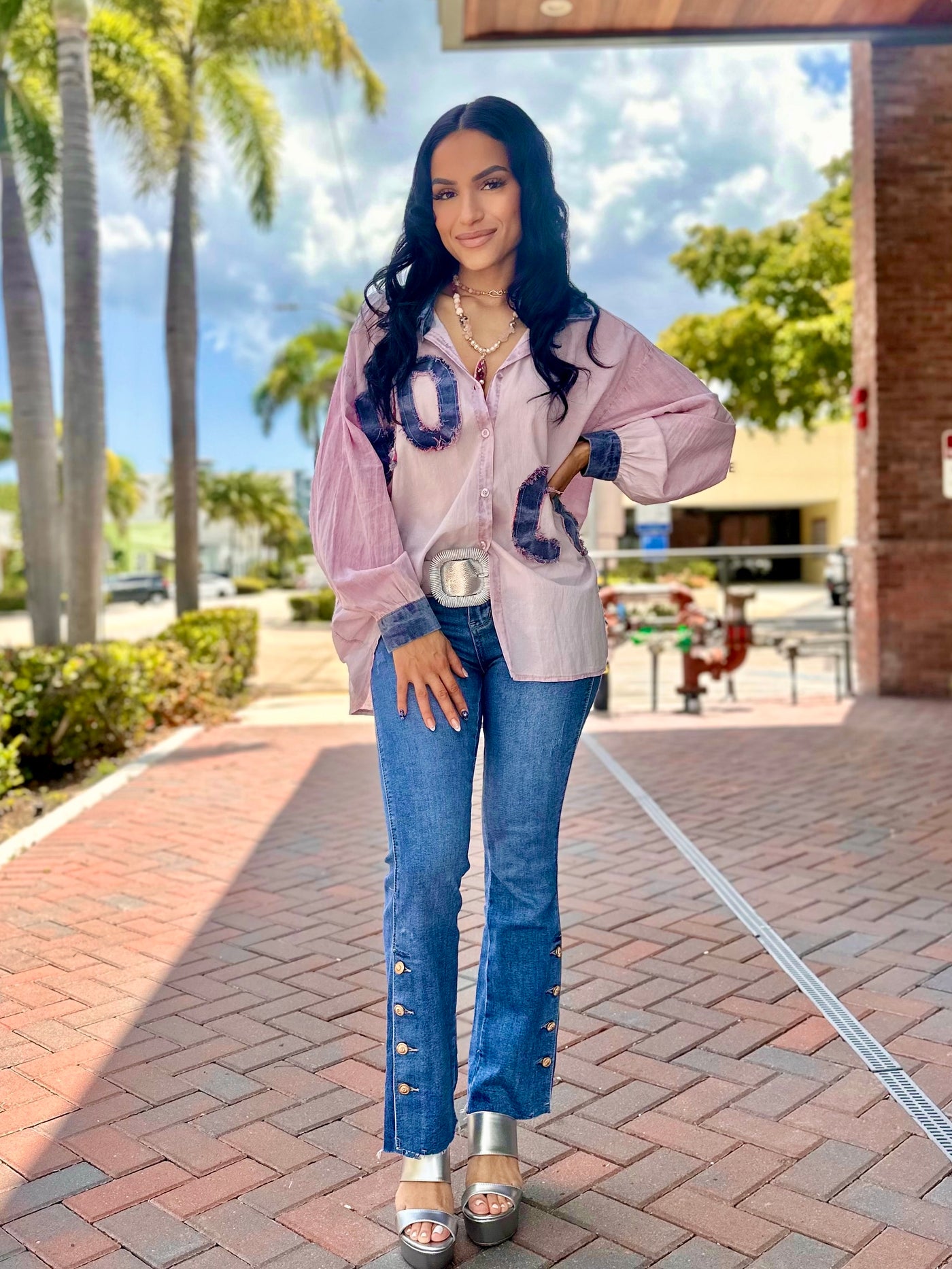 Brooklyn Button Flare Jean