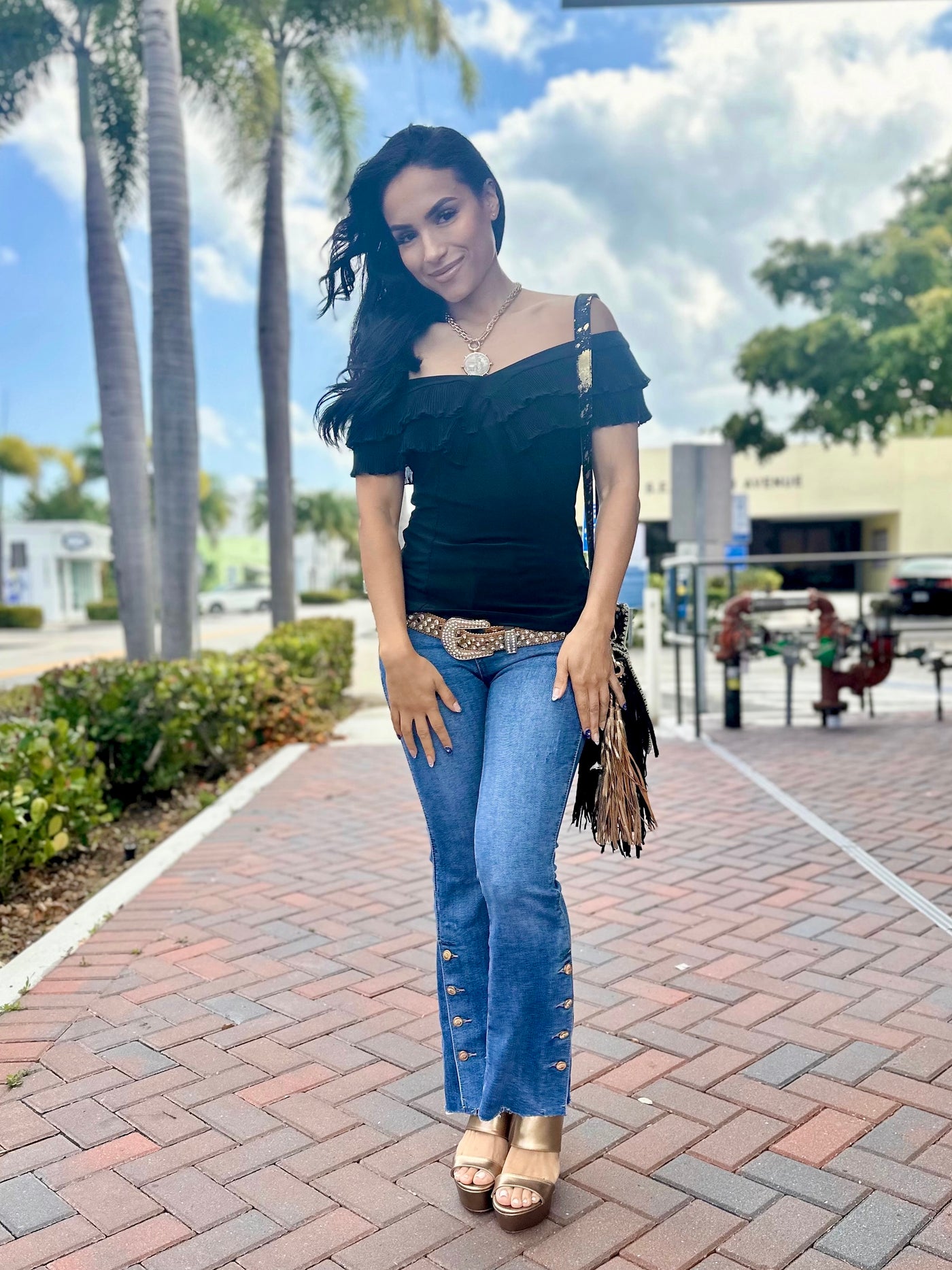 Brooklyn Button Flare Jean