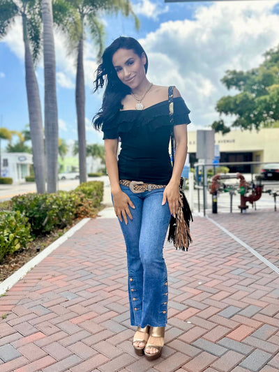 Brooklyn Button Flare Jean