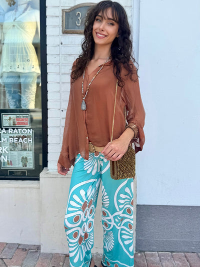 Celina Silk Button Down Top