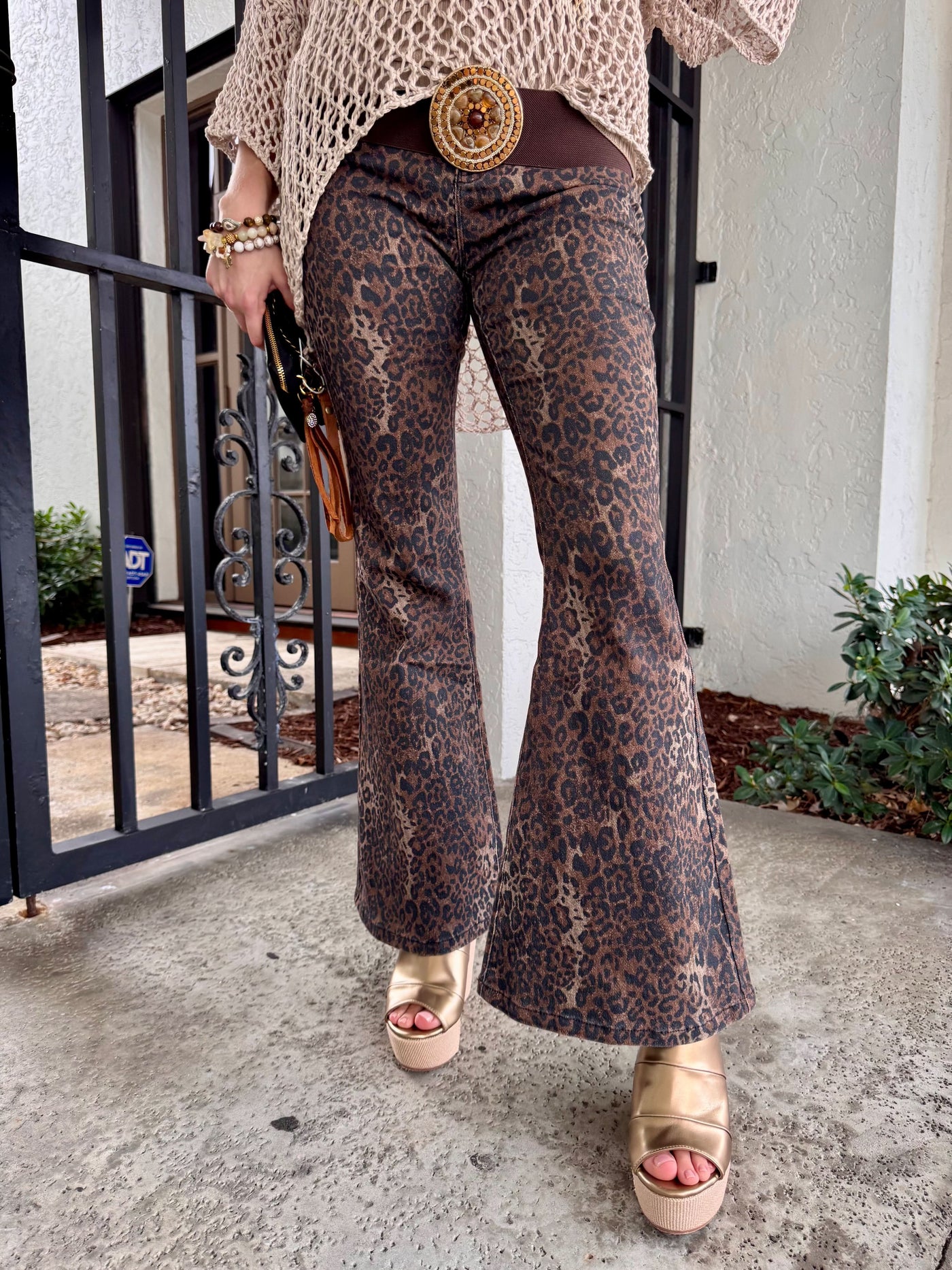 Cheetah Fade Flare Jeans