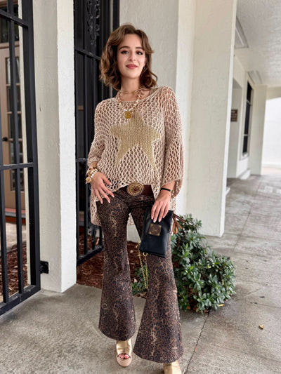 Cheetah Fade Flare Jeans