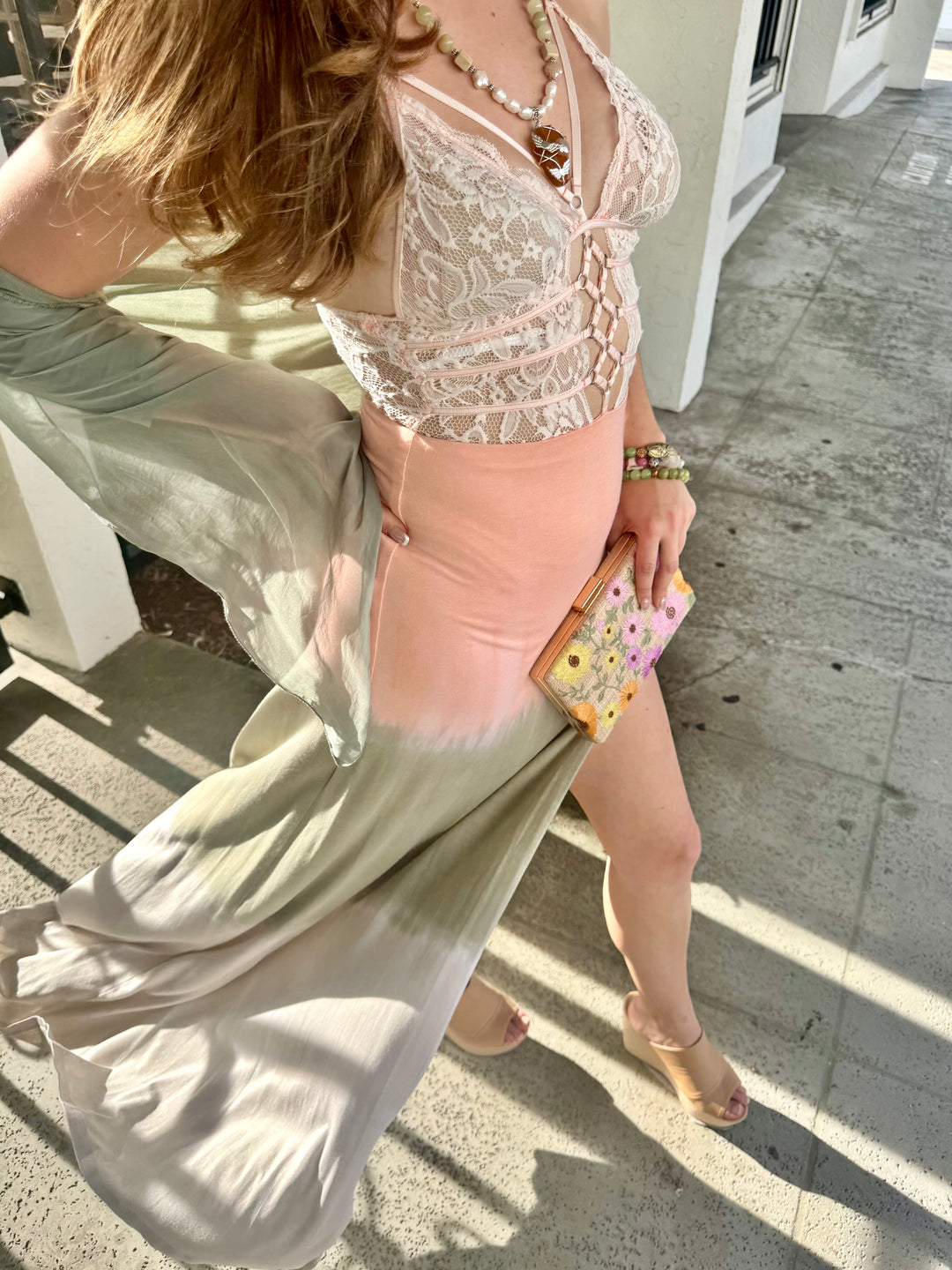 Desert Rose Lace Maxi Dress Large