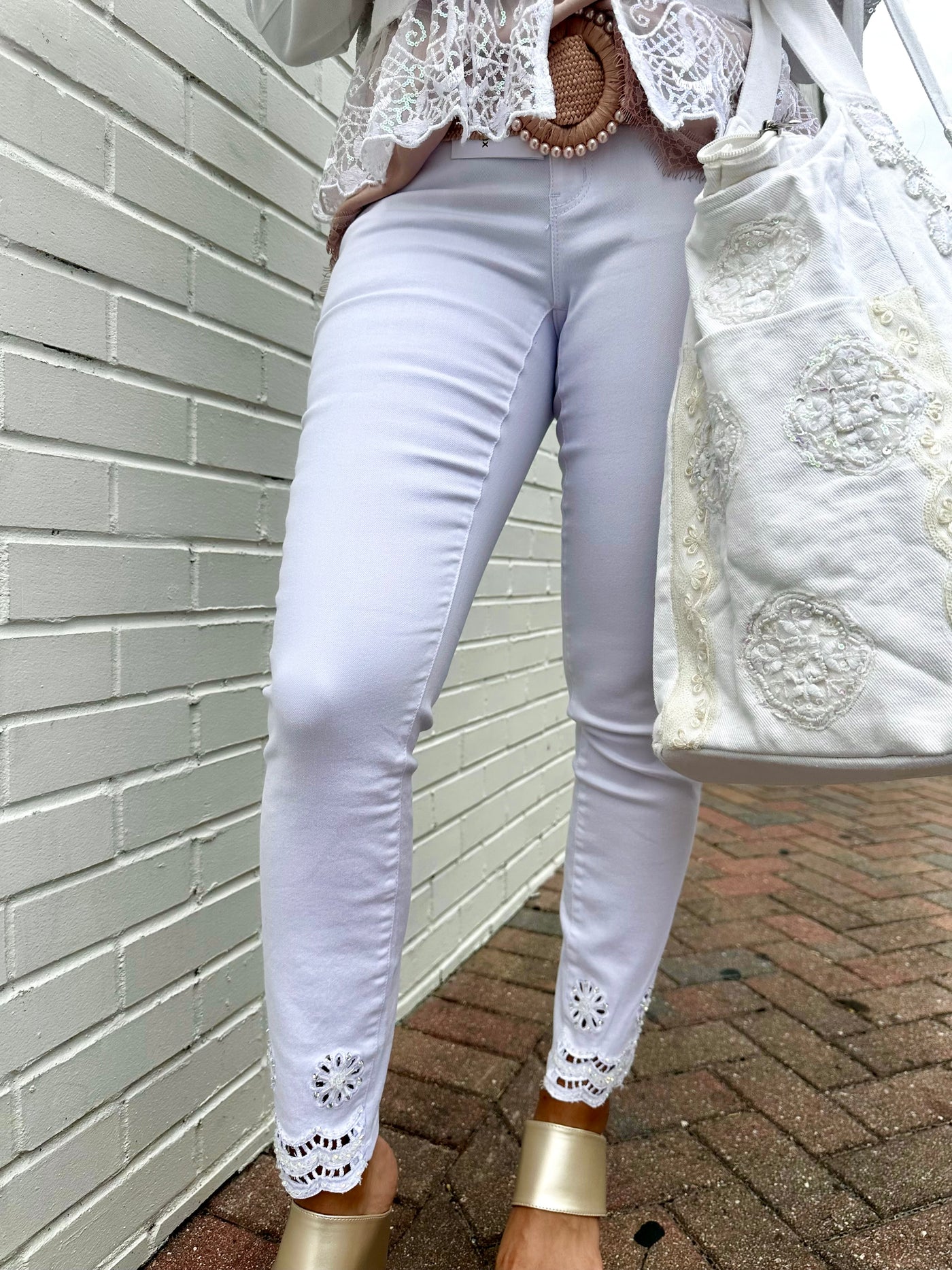 Eliana Crystal Eyelet Jeans