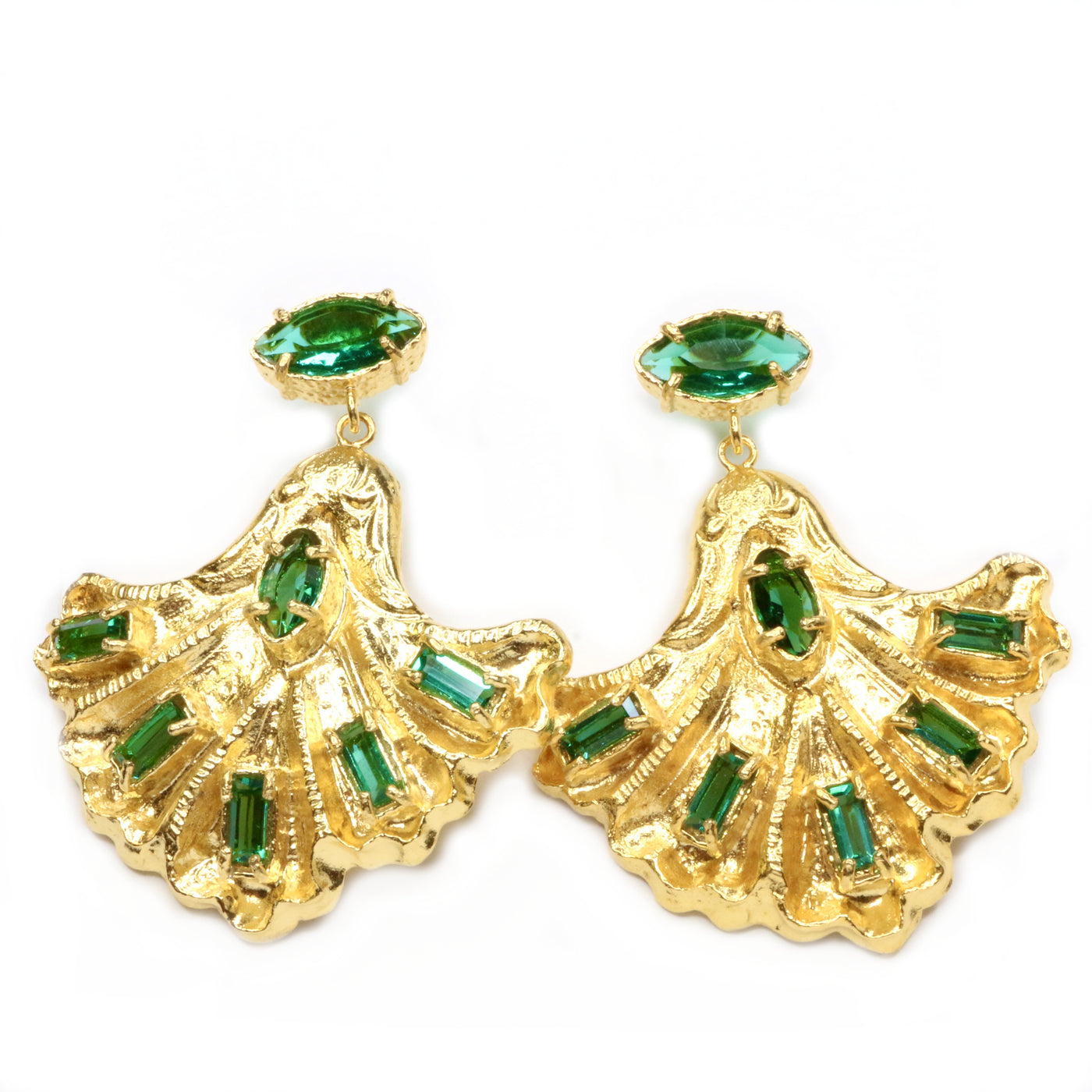 Emerald Tide Shell Earrings