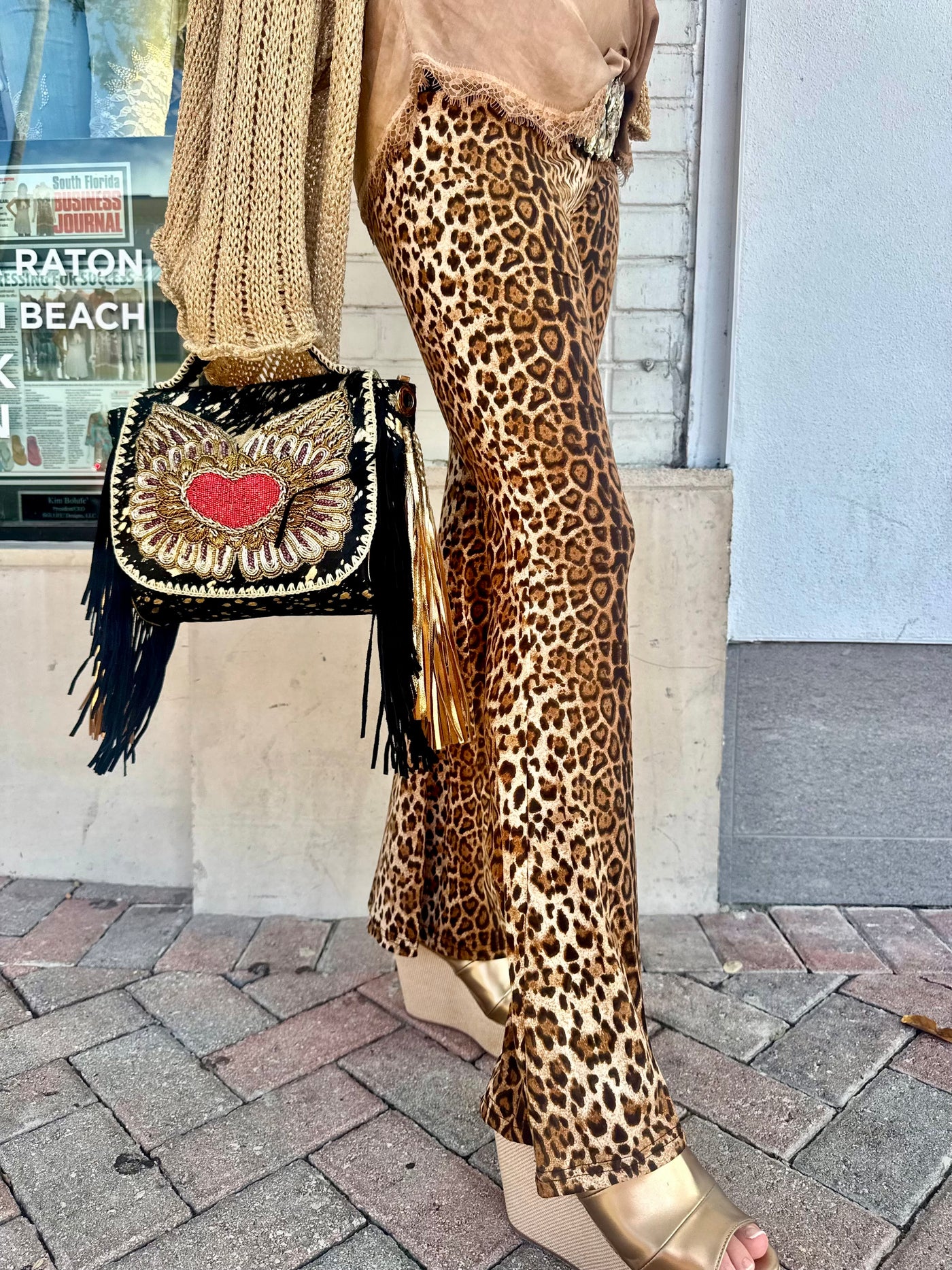 Fluttering Heart Beaded Bag