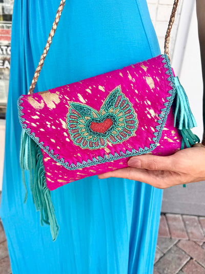 Fluttering Heart Envelope Crossbody Bag
