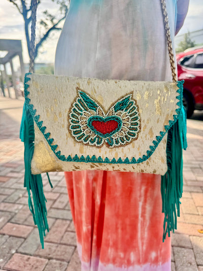 Fluttering Heart Envelope Crossbody Bag