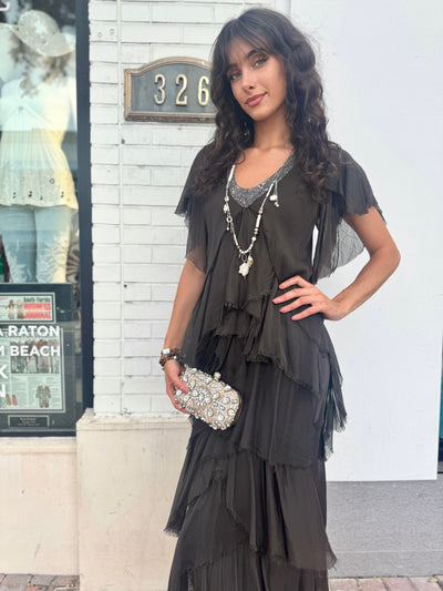 Giuliana Silk Blend Tiered Maxi Dress