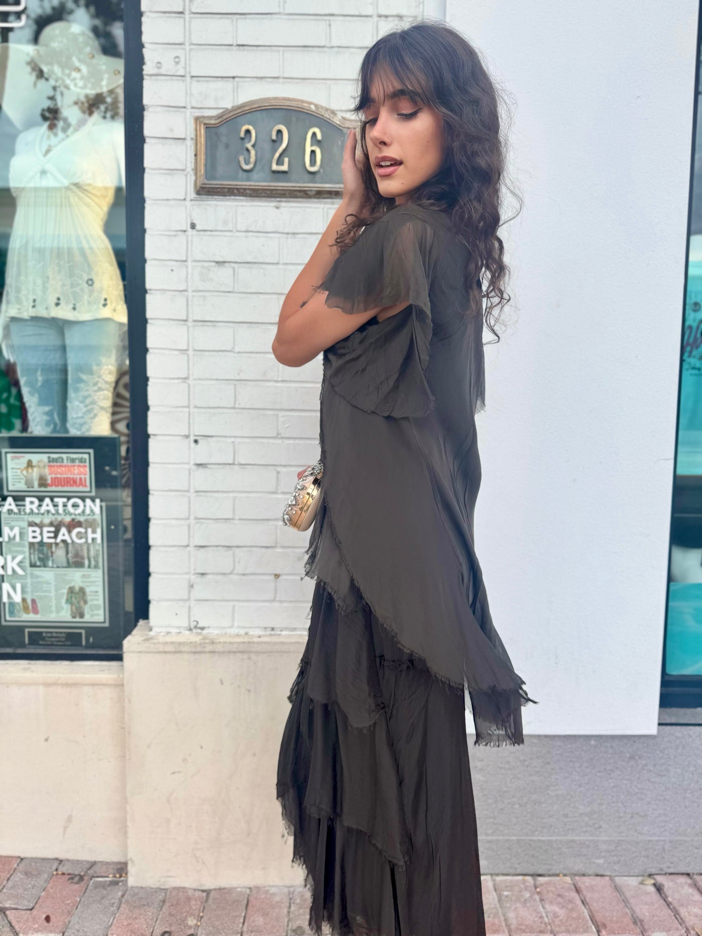 Giuliana Silk Blend Tiered Maxi Dress