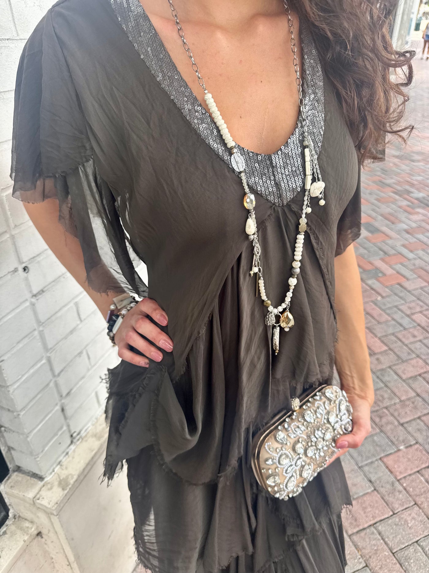 Giuliana Silk Blend Tiered Maxi Dress