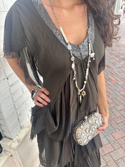 Giuliana Silk Blend Tiered Maxi Dress