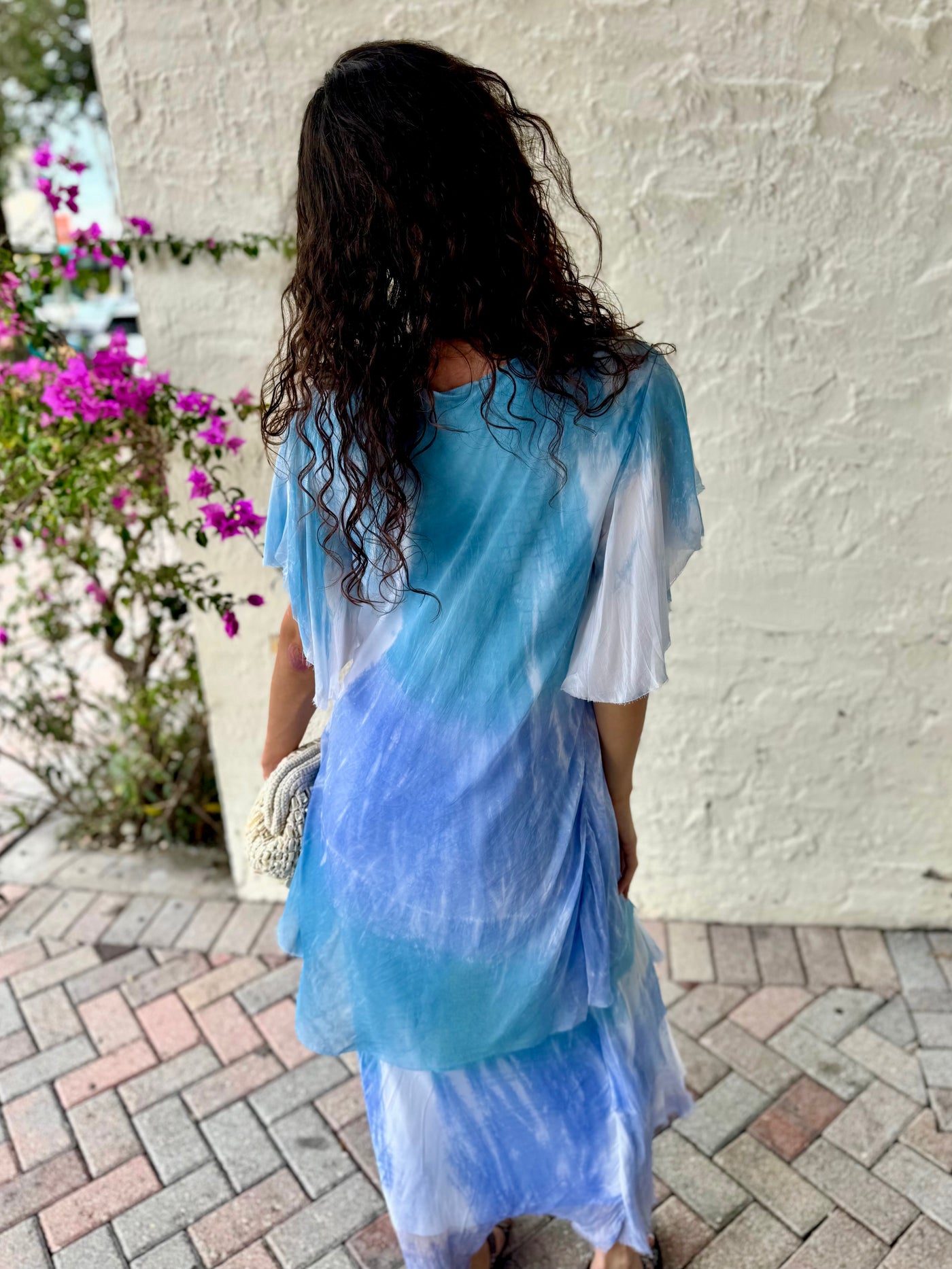 Giuliana Silk Tiered Tie Dye Maxi Dress