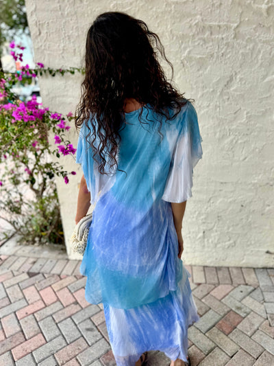 Giuliana Silk Tiered Tie Dye Maxi Dress
