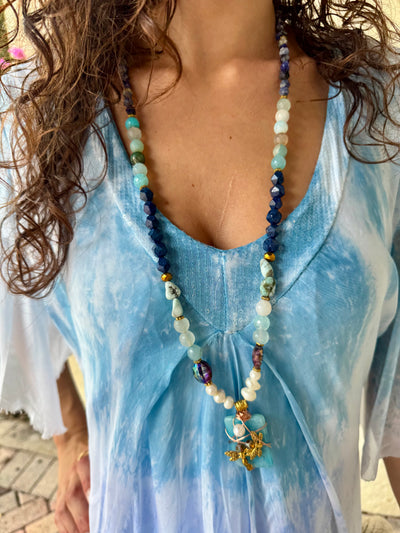 Giuliana Silk Tiered Tie Dye Maxi Dress