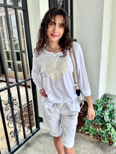 Glitter Heart Long Sleeve Top