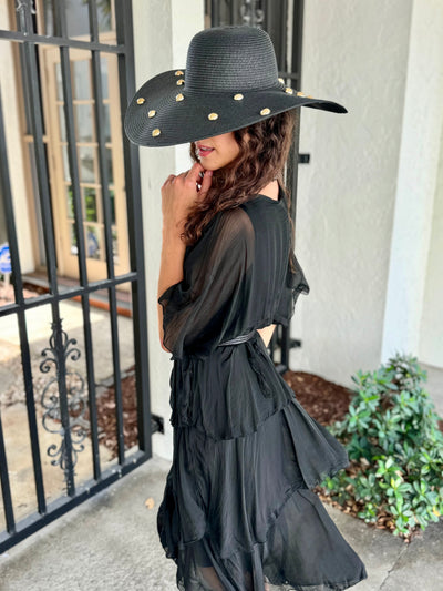 Golden Swirl Straw Floppy Hat