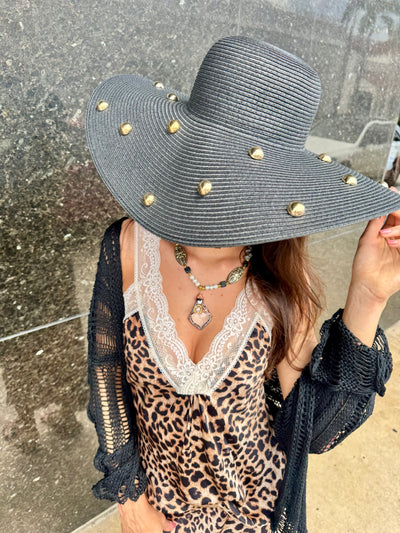 Golden Swirl Straw Floppy Hat
