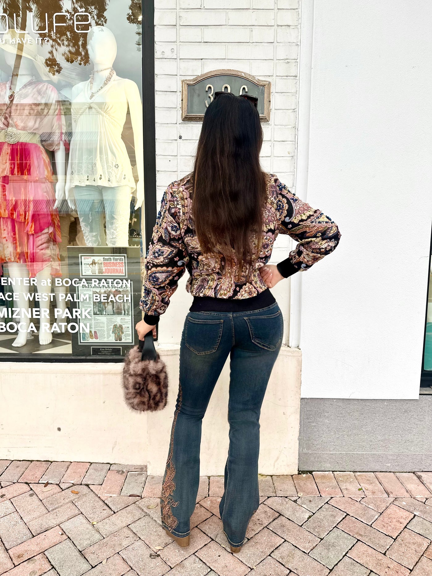 Golden Vine Embroidered Stretch Flare Jeans