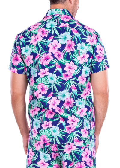 Hibiscus Short Sleeve Button Down
