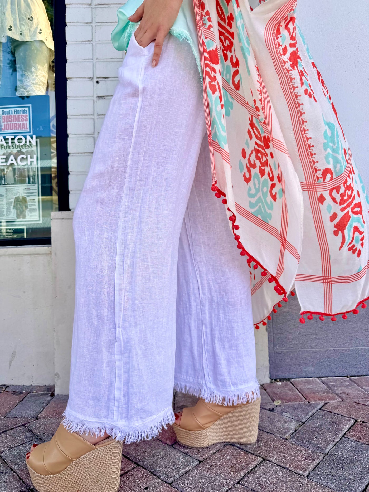 Linen Frayed Hem Pant