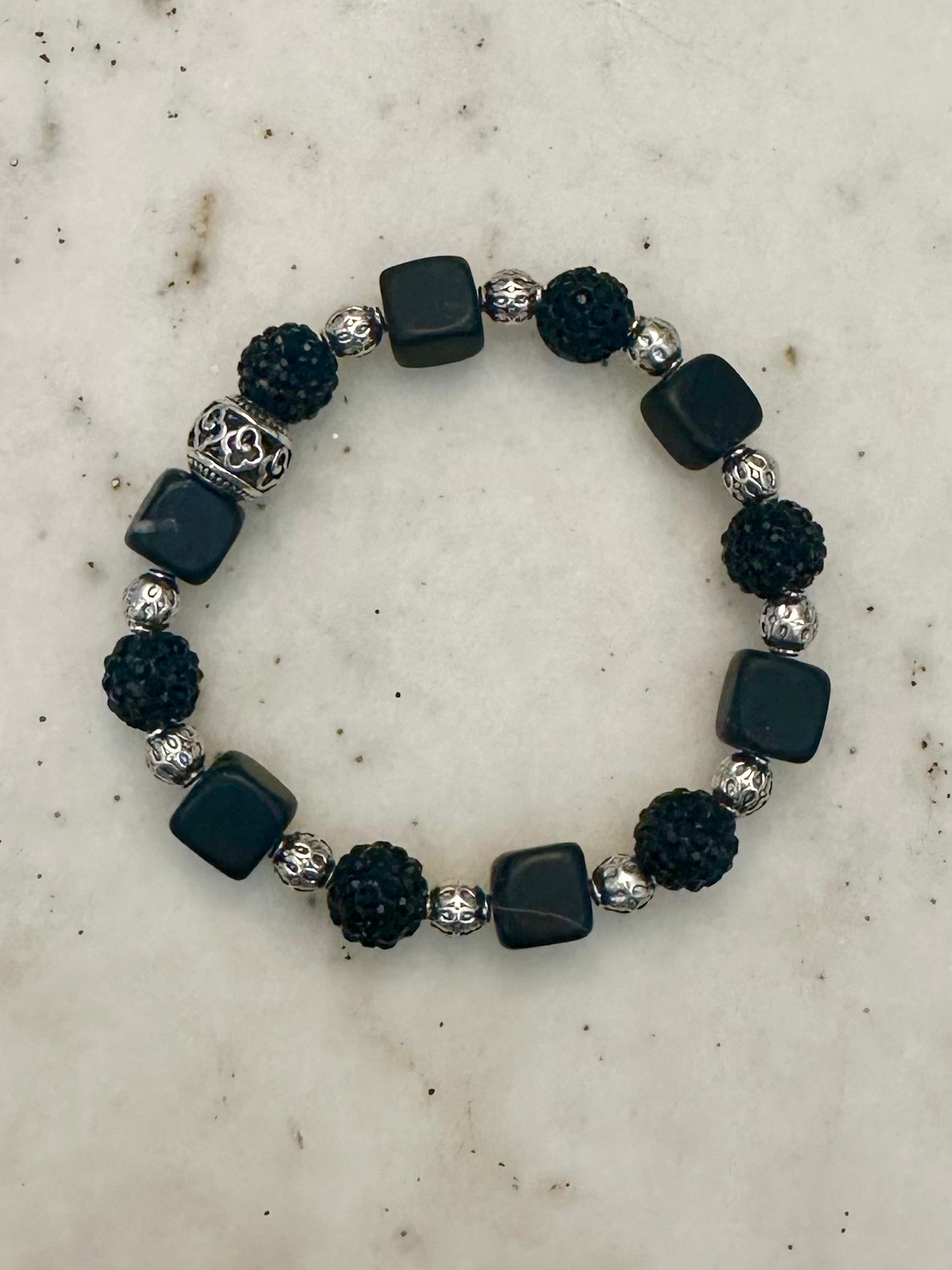Lucienne Black Obsidian Onyx Stretch Bracelet