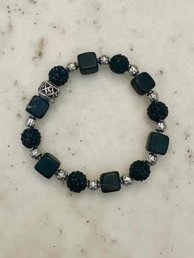 Lucienne Black Obsidian Onyx Stretch Bracelet