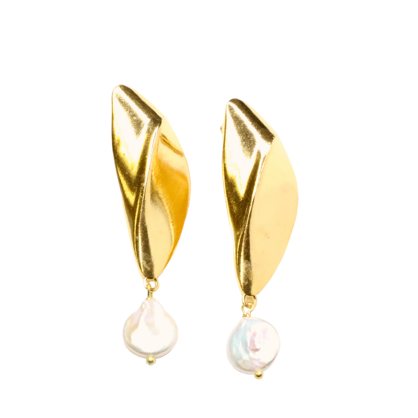 Luna Fold Pearl Drop Earrings